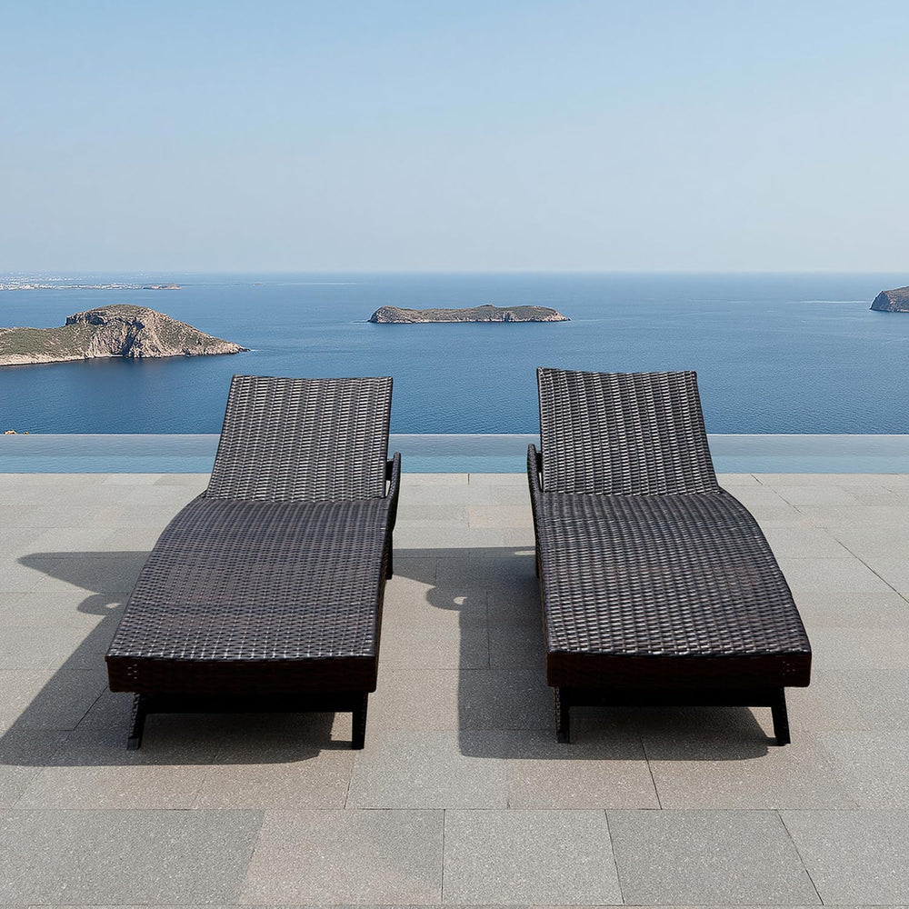 Set of Foldable Long Reclining Patio Seating Chairs, 2 Folding Chairs Patio C...