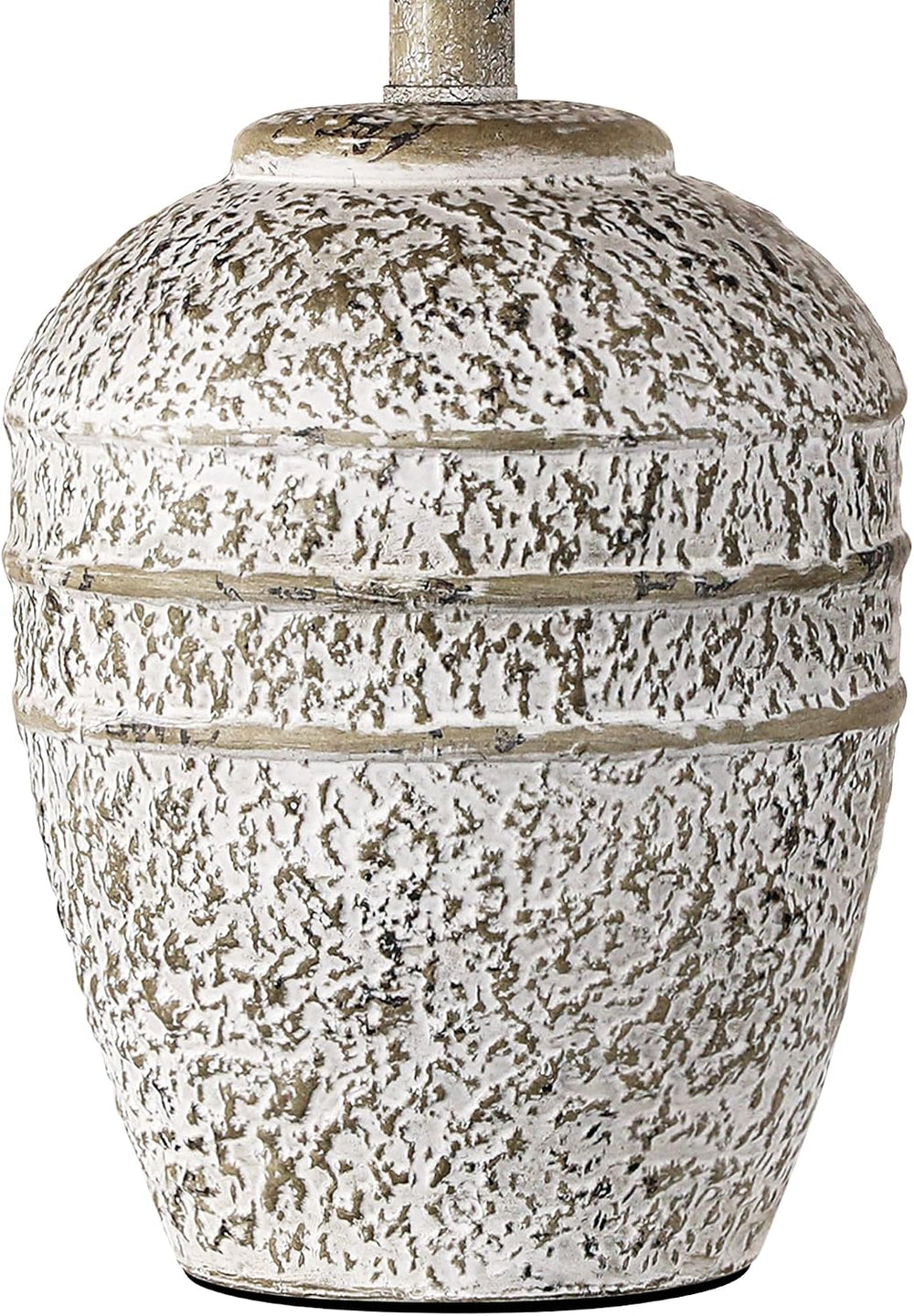 Farmhouse Ceramic Table Lamp, Natural Distressed Earth Tone Finish, Grey
