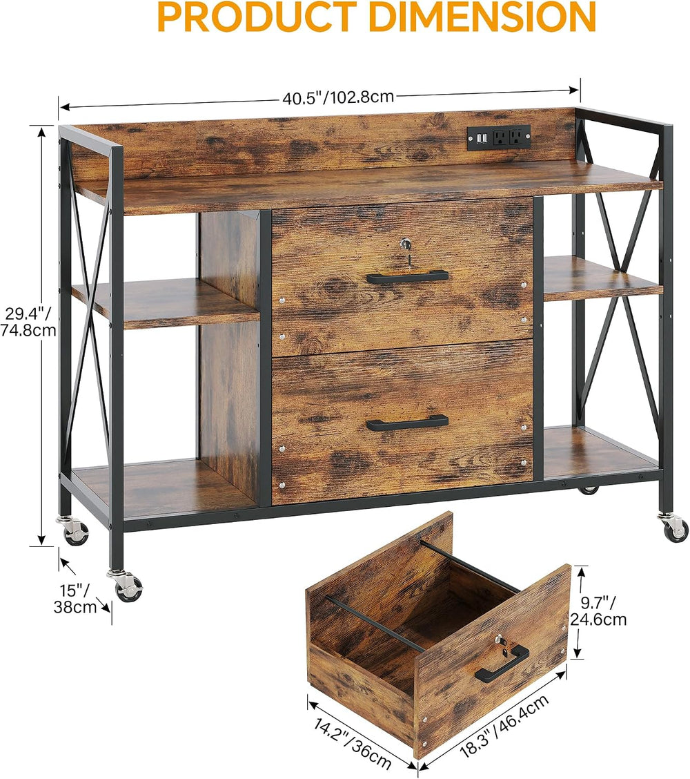 Office File Cabinet, 2 Drawer File Cabinets with Lock, Filing Cabinet with Po...