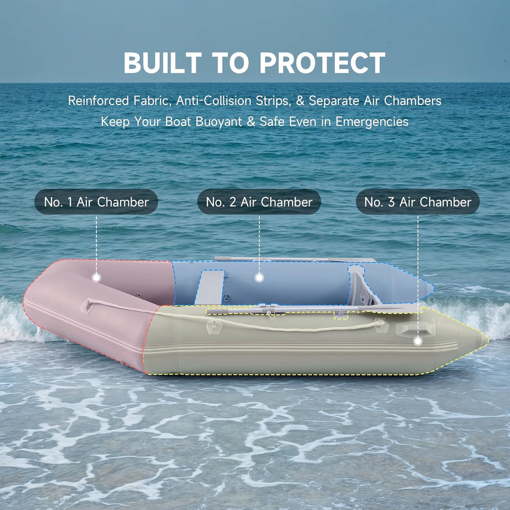 CO-Z 10ft Inflatable Dinghy Boat for 4 Adults, 990lb PVC Raft with Oars
