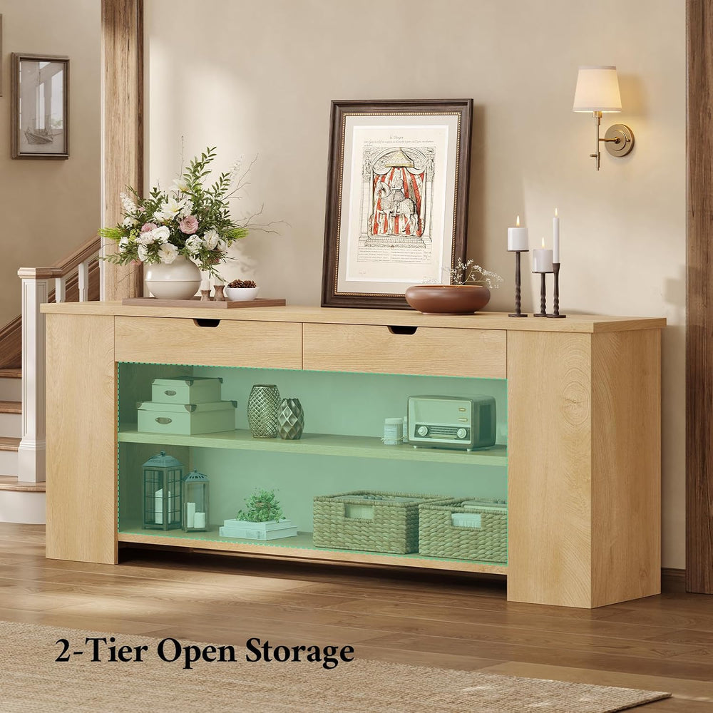 71.8 Inch Extra Long Console Table with Drawers, Farmhouse Long Console Table...