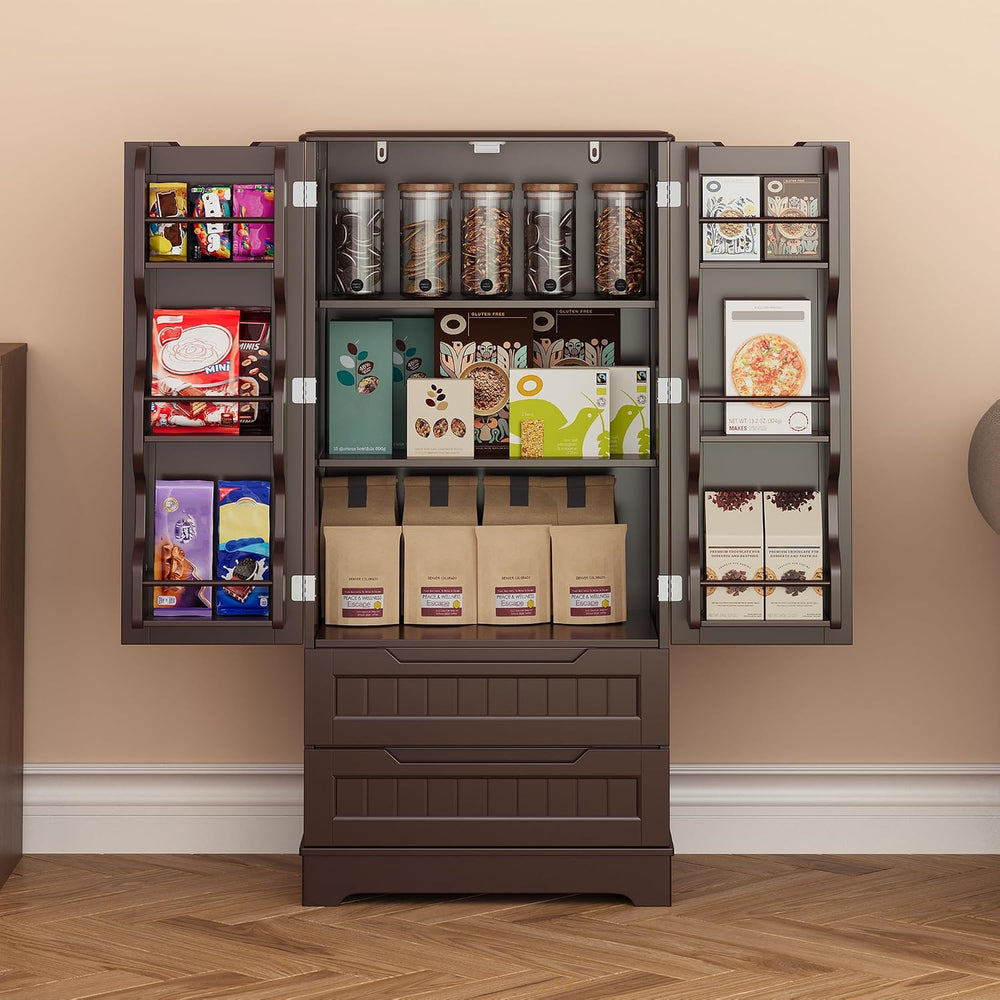 Gizoon 47'' Kitchen Pantry Cabinet with Drawers for Dining Room, Dark...