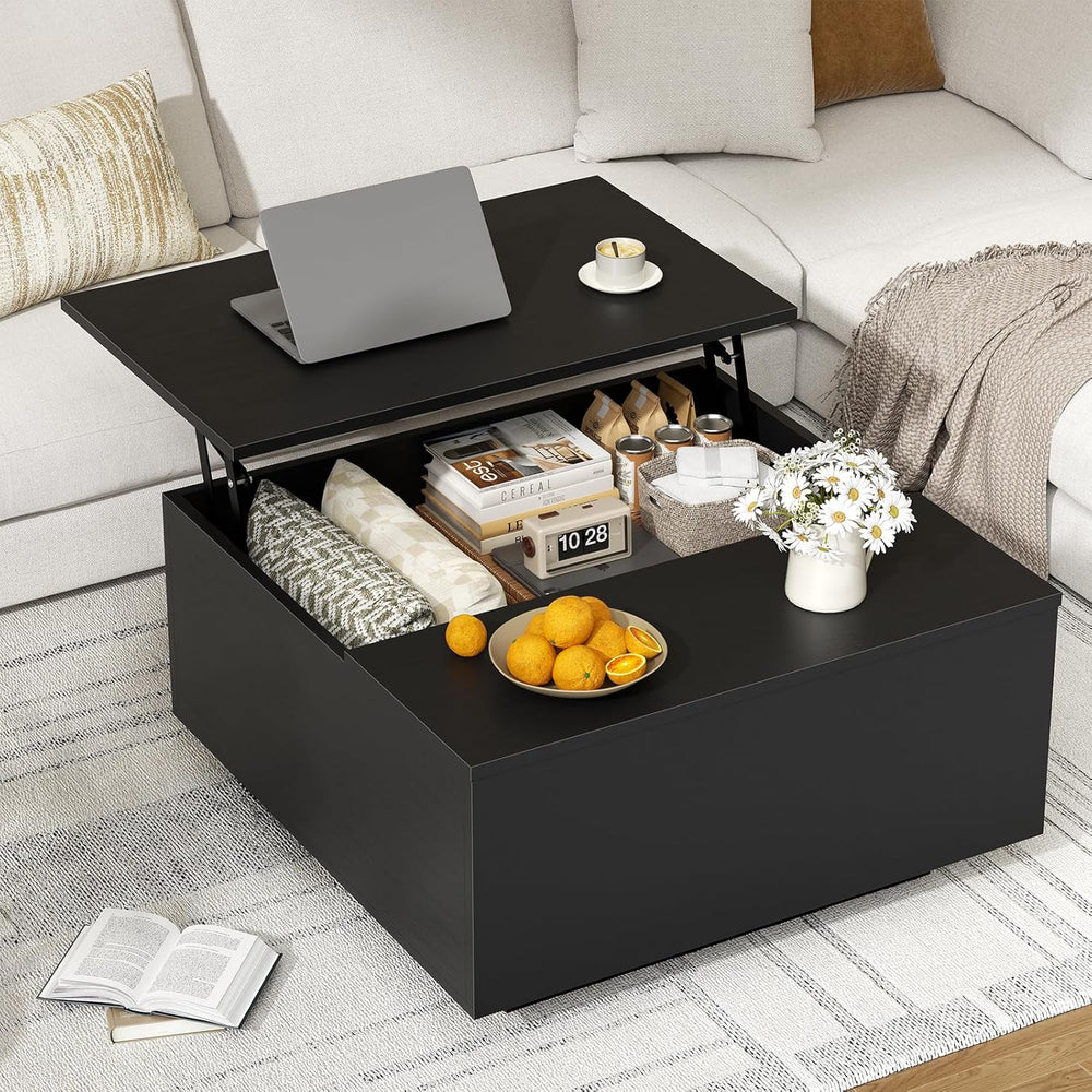 FABATO Lift Top Coffee Table, Wood Square Coffee Table with Storage, Farmhous...