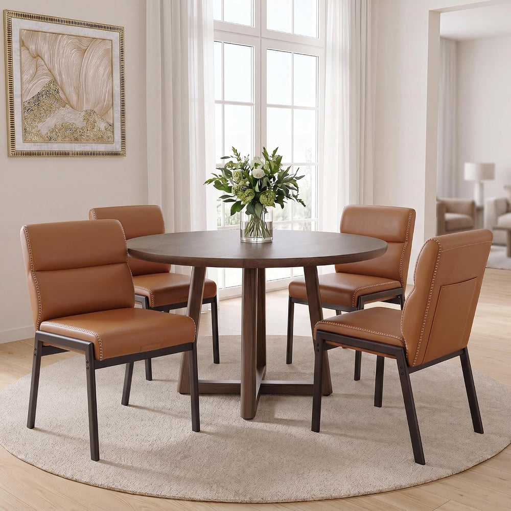 VASAGLE Dining Chairs Set of 4, Upholstered Kitchen Chairs | Synthetic Leathe...