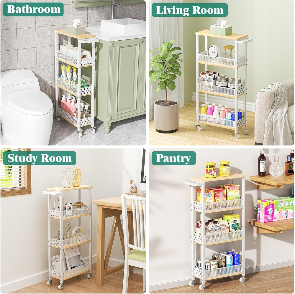 Giwil 4-Tier Rolling Slim Storage Cart Kitchen Bathroom Laundry Organizer | 5...