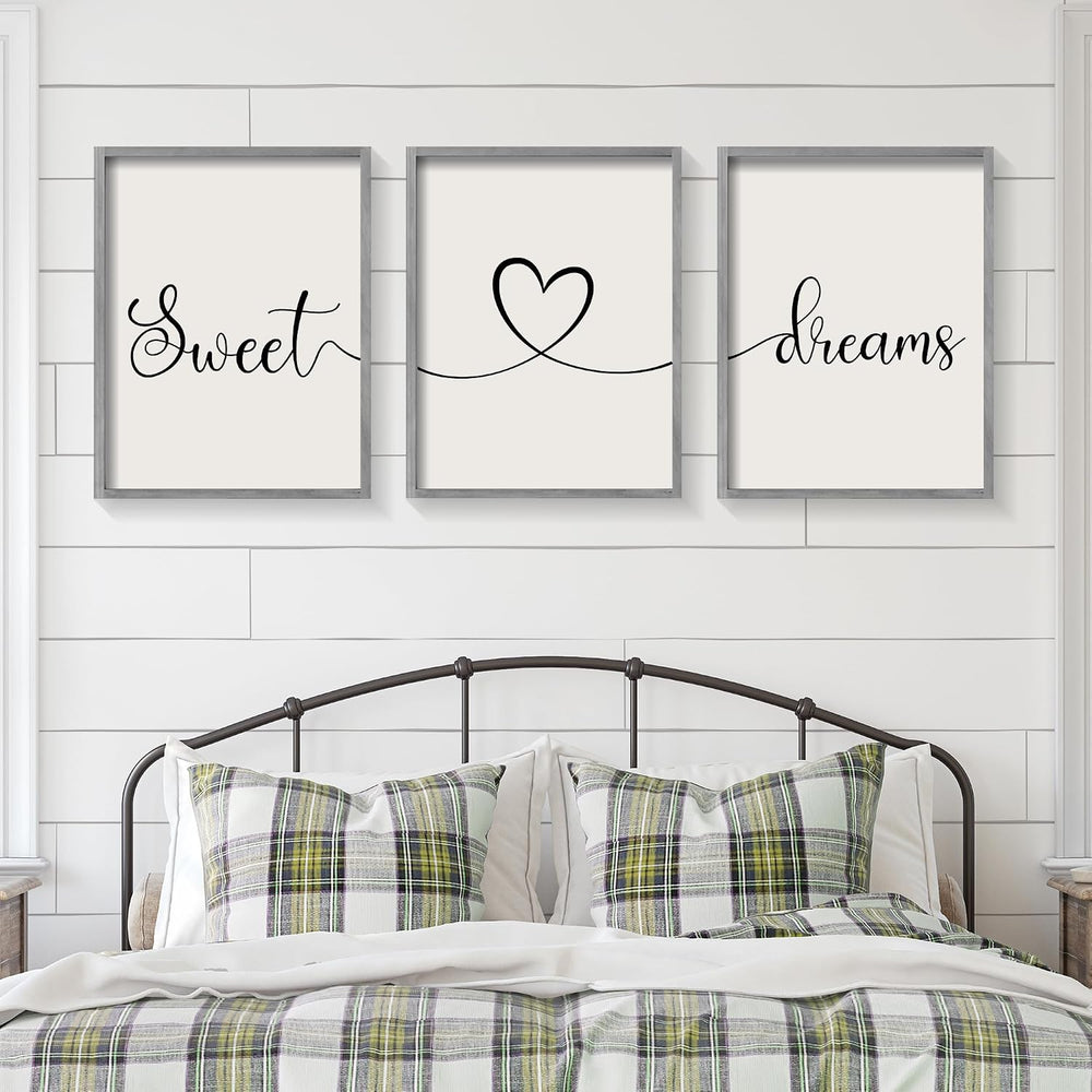 Ronasip Sweet Dreams Wall Decor for Bedroom Set of 3 Framed Wall Art for Farm...