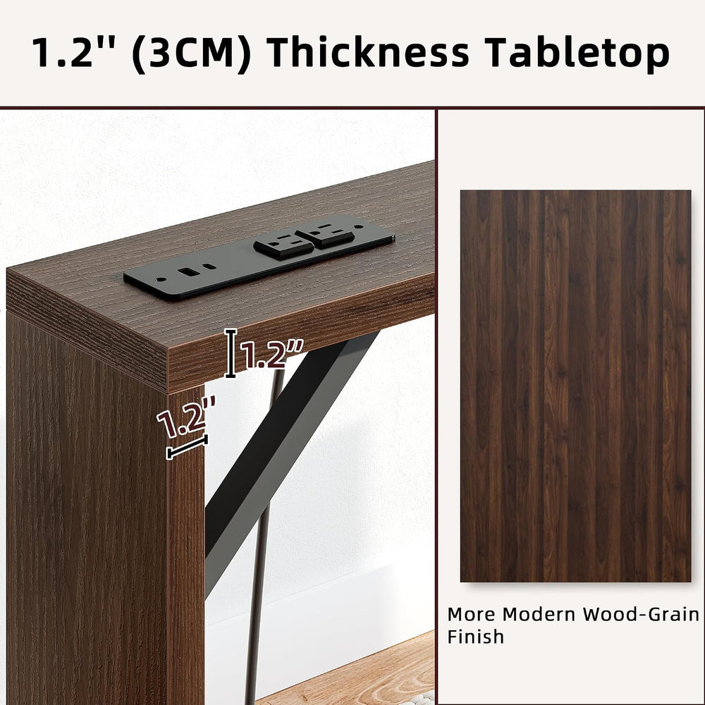 TIQLAB Sofa Table, 79 inch (1.2'' Thickness) Long Console Table Behin...