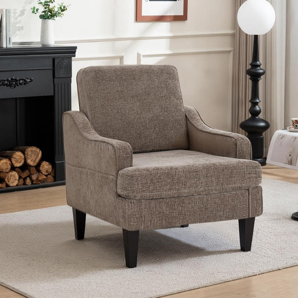 Accent Chair for Living Room,Mid-Century Arm Chair Chenille Fabric Living Roo...