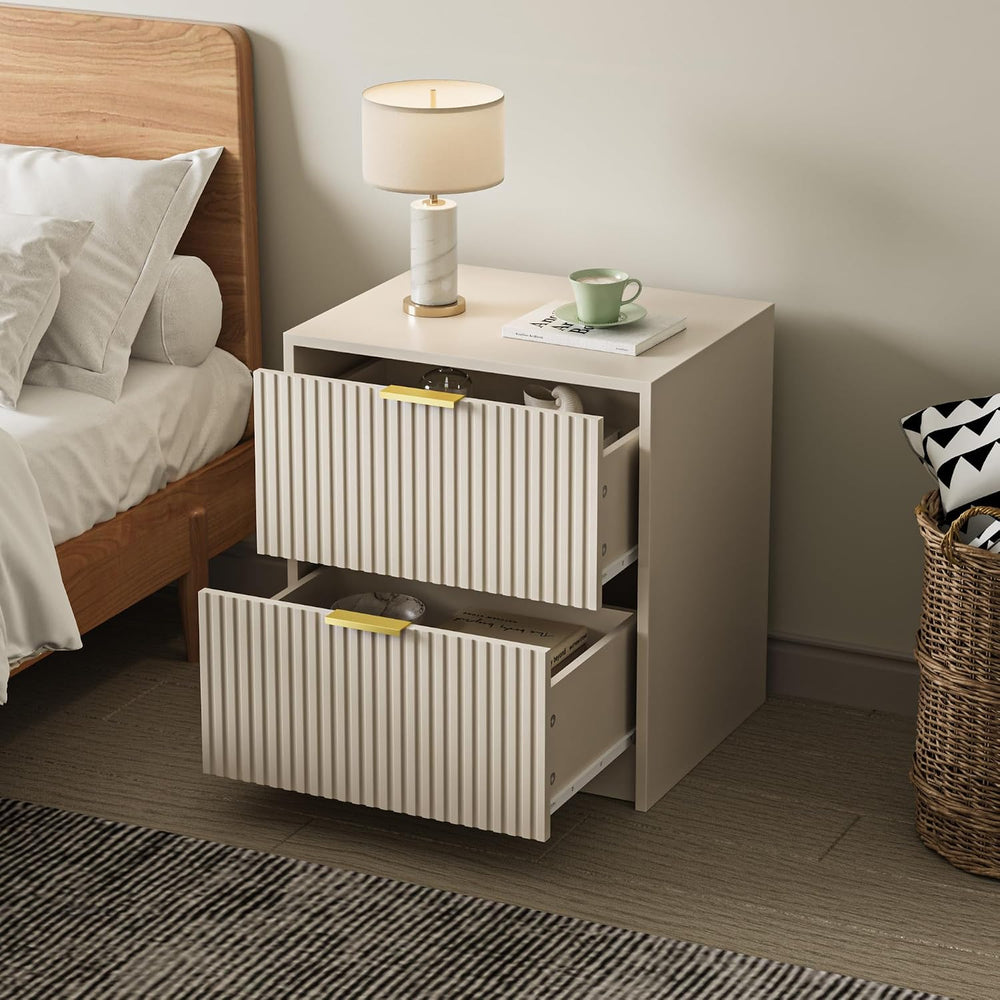 Beige 3-Piece Bedroom Set, 9-Drawer Dresser & 2-Drawer Nightstands