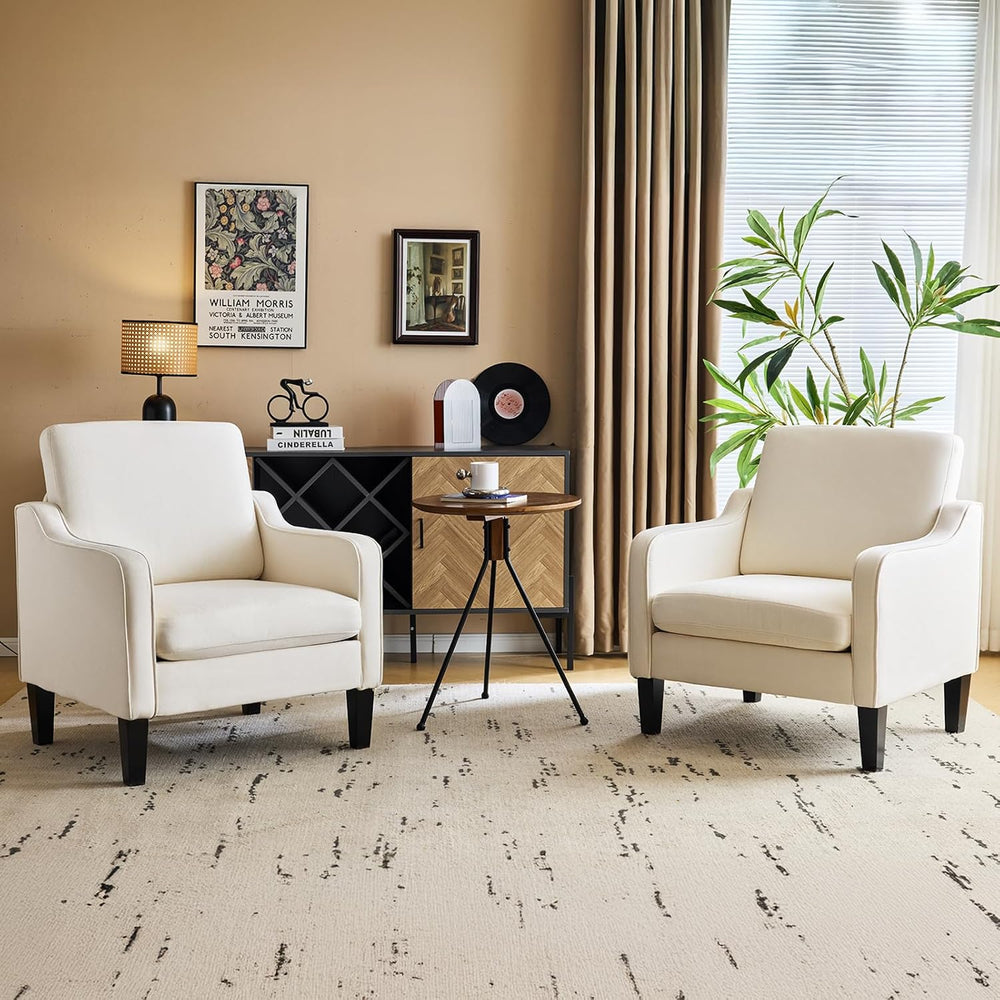 VINGLI Accent Chair, Linen Upholstered Armchair, 380 LBS, Living Room