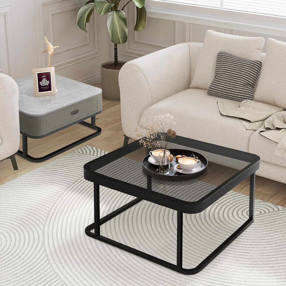 Jerry & Maggie Ø 27.5" Tempered Glass Coffee Tables for Living Room ...