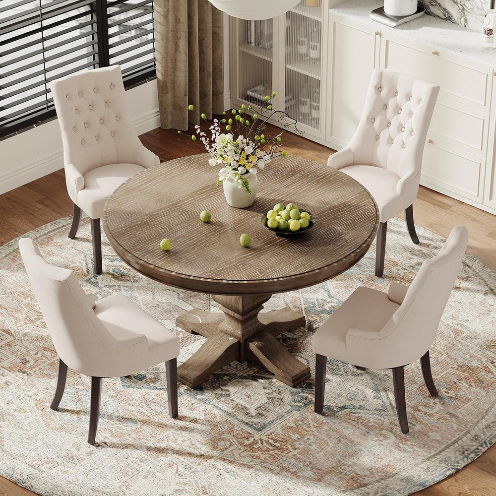 COLAMY Wingback Upholstered Dining Chairs Set of 6, Fabric Side Dining Room C...