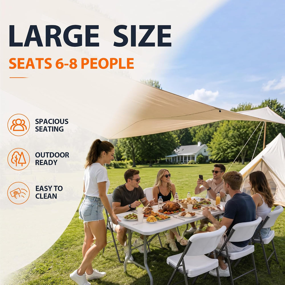 HULKFIT 6FT Heavy Duty Folding Table, Portable Utility Table for Parties, Eve...