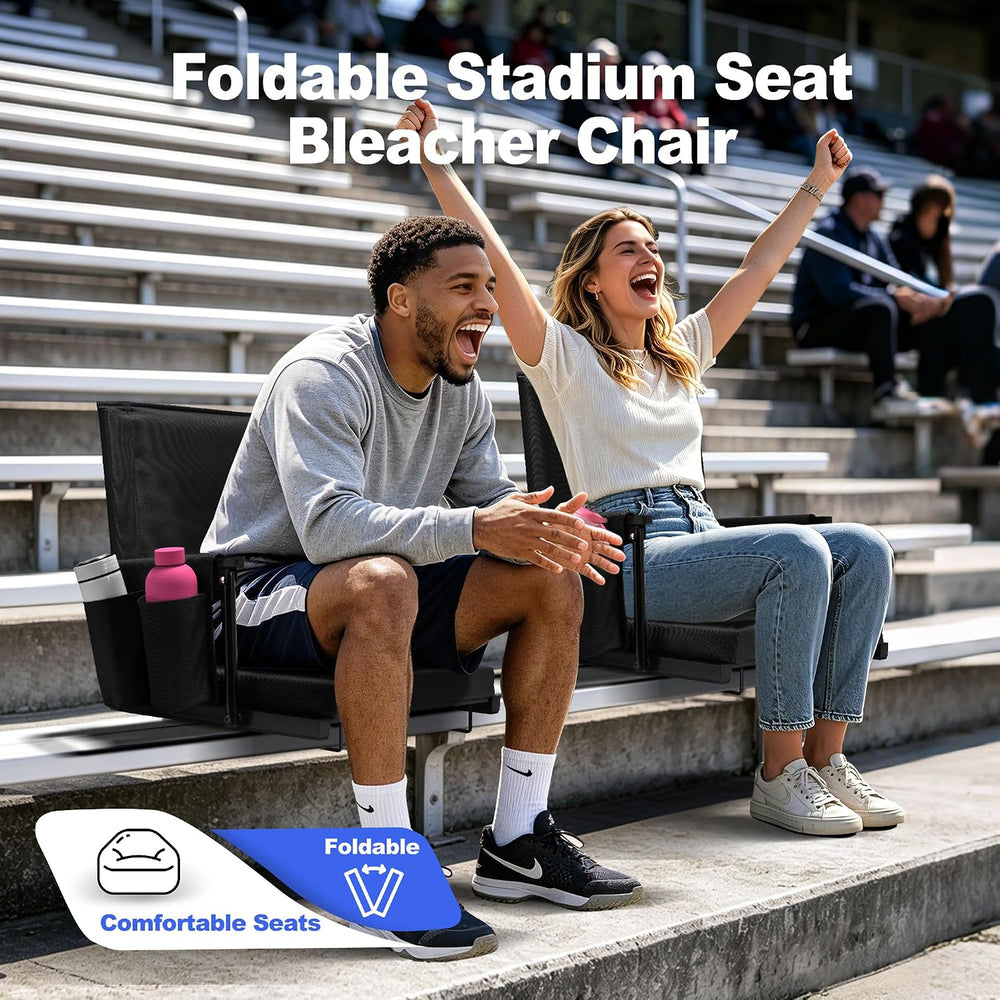 2 Packs Foldable Stadium Seats with Adjustable Backrest Positions, Back Suppo...