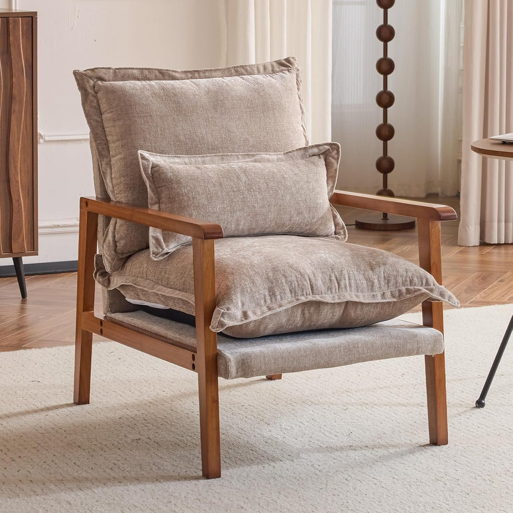 VINGLI Mid-Century Modern Cloud Accent Armchair with Lumbar Pillow, 6.3'&...