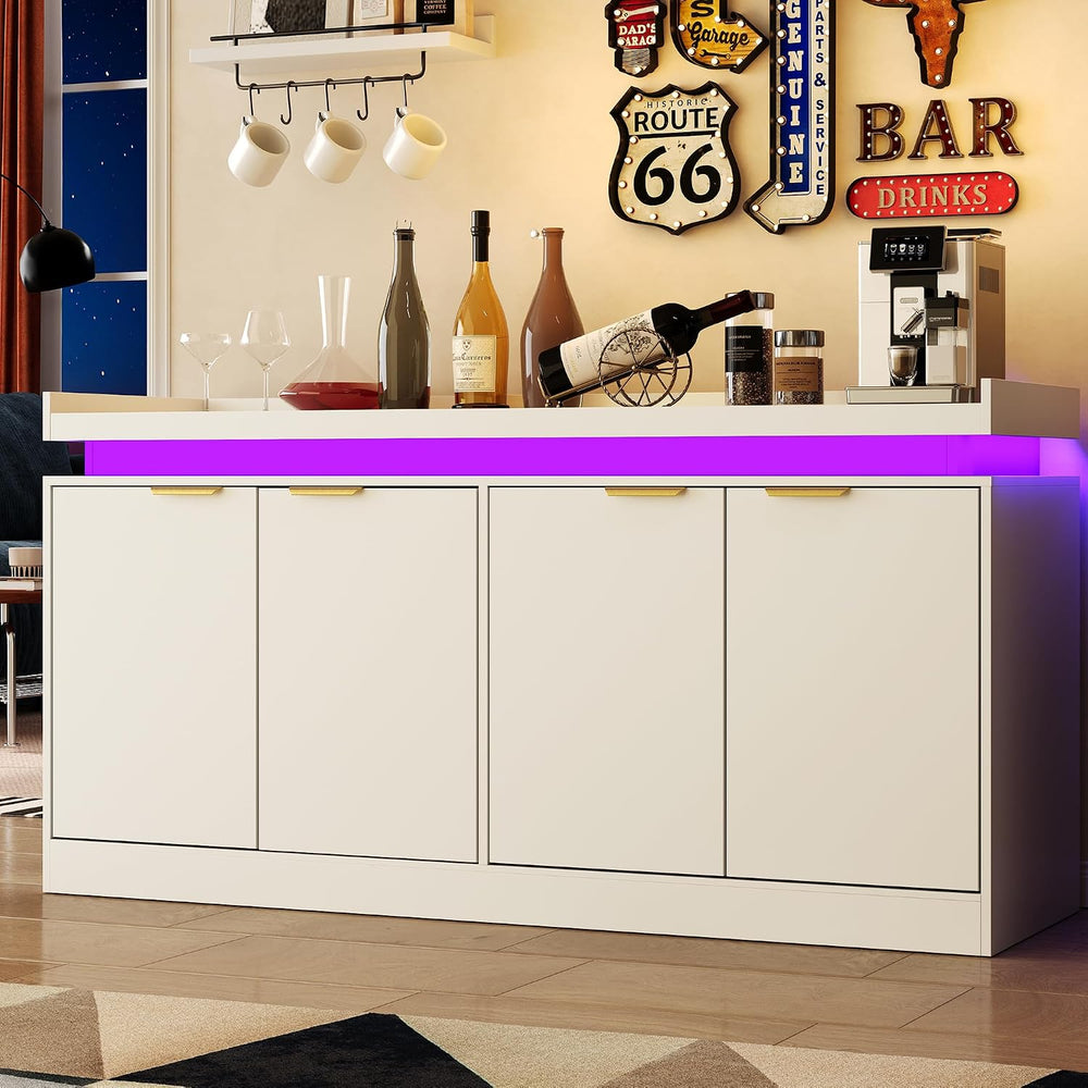 knoworld LED Sideboard Buffet Cabinet with Storage, 63'' Large Kitche...