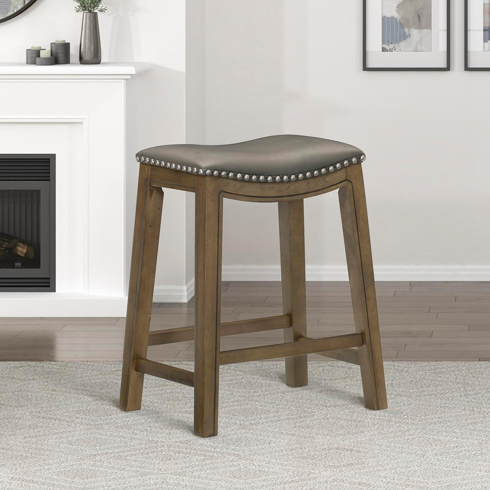 Lexicon Ordway Solid Wood Counter Height Stool - Saddle Kitchen Stool Counter...