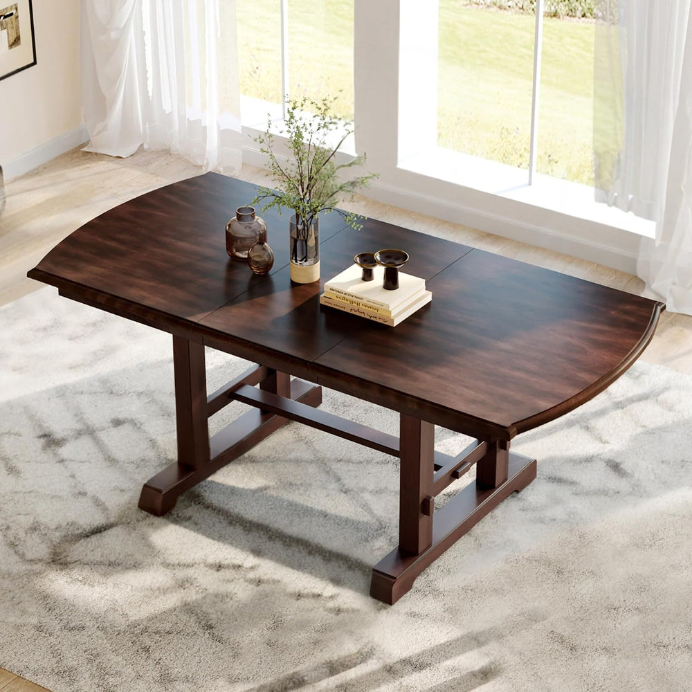 6-Pcs 78'' Extendable Rectangular Dining Table & 4 Upholstered Di...