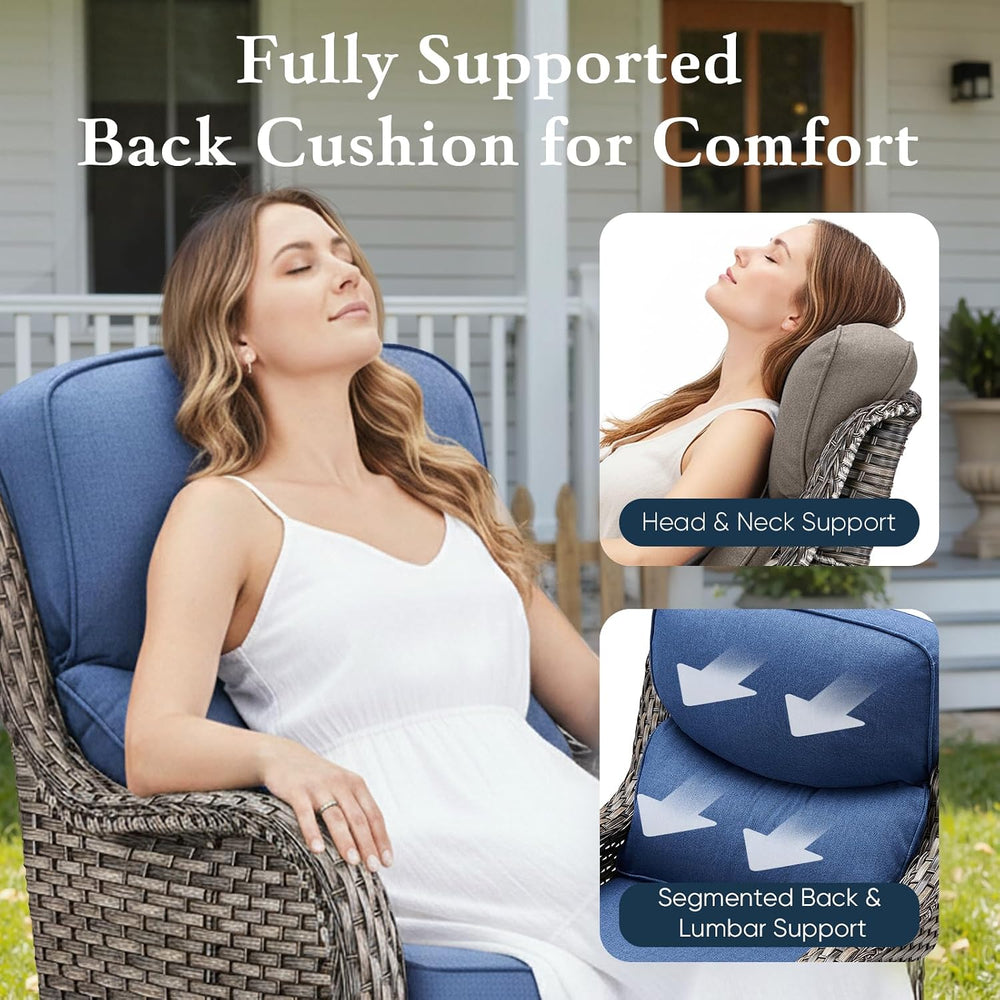 Belord Luxury 6" Thick Cushioned 5 Pieces Patio Furniture Set with 2 Ott...