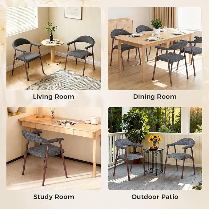 DUMOS Dining Chairs Set of 2, Linen Fabric Upholstered Kitchen Side Chairs wi...