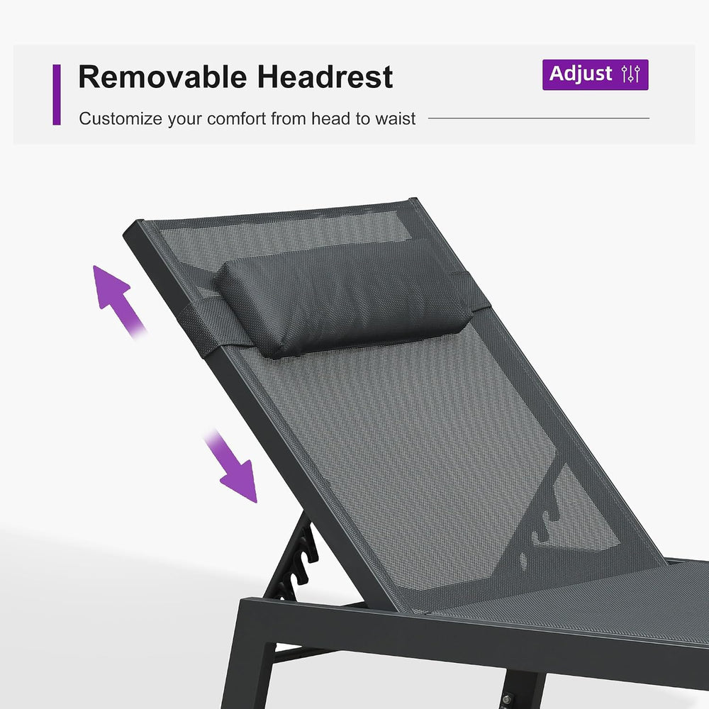 PURPLE LEAF Outdoor Oversized Lounge Chair Set of 3 Pool Lounger Patio Chaise...