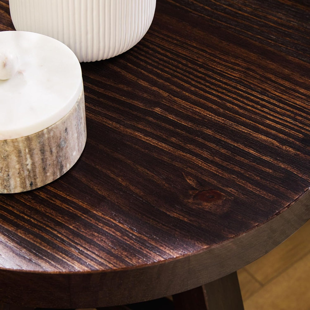 Walker Edison Colt Modern Farmhouse Solid Wood Round Side Table, 18 Inch, Esp...
