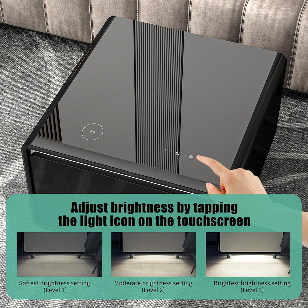 LUMISOL Smart Side Table with Built-in Fridge, Wireless Charging, Temperature...