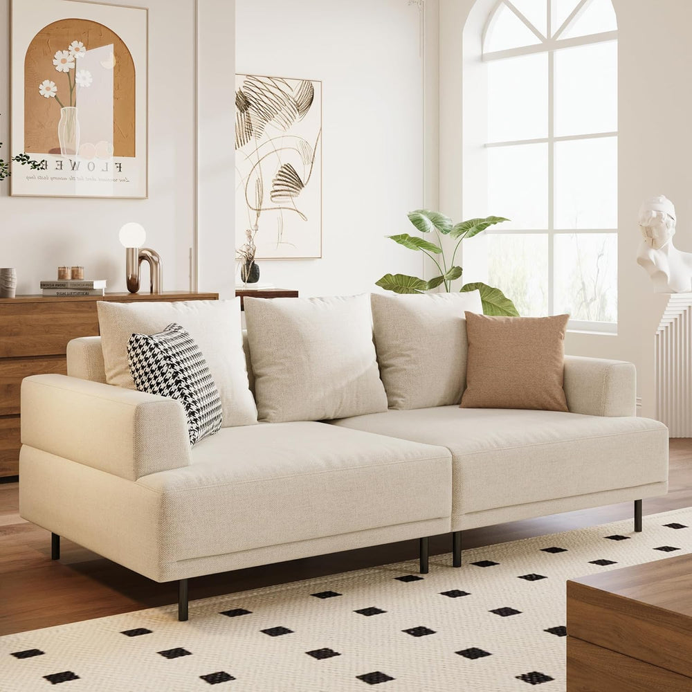 79" Modern Fabric Couch,Cloud Sofa with Low Back for Living Room