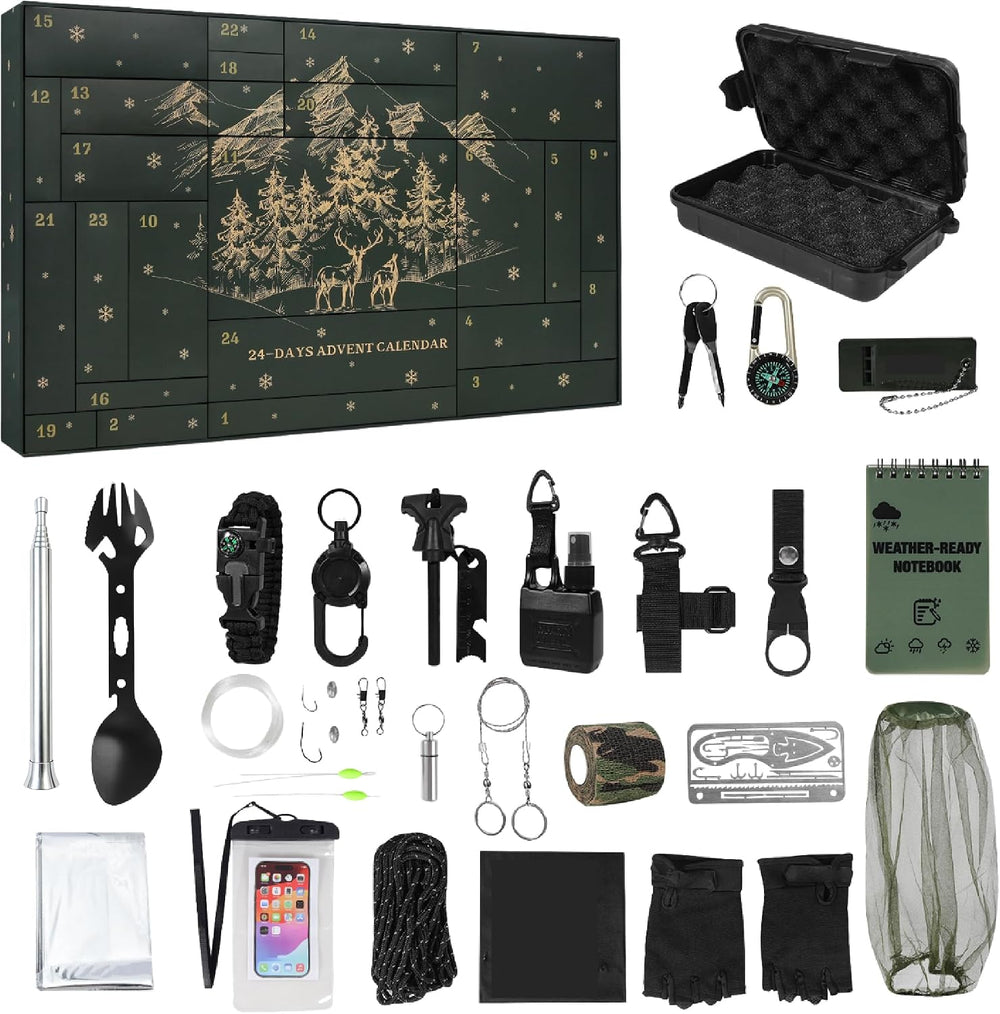 Survival Kit Advent Calendar for Men 2026, Outdoor Emergency Gear