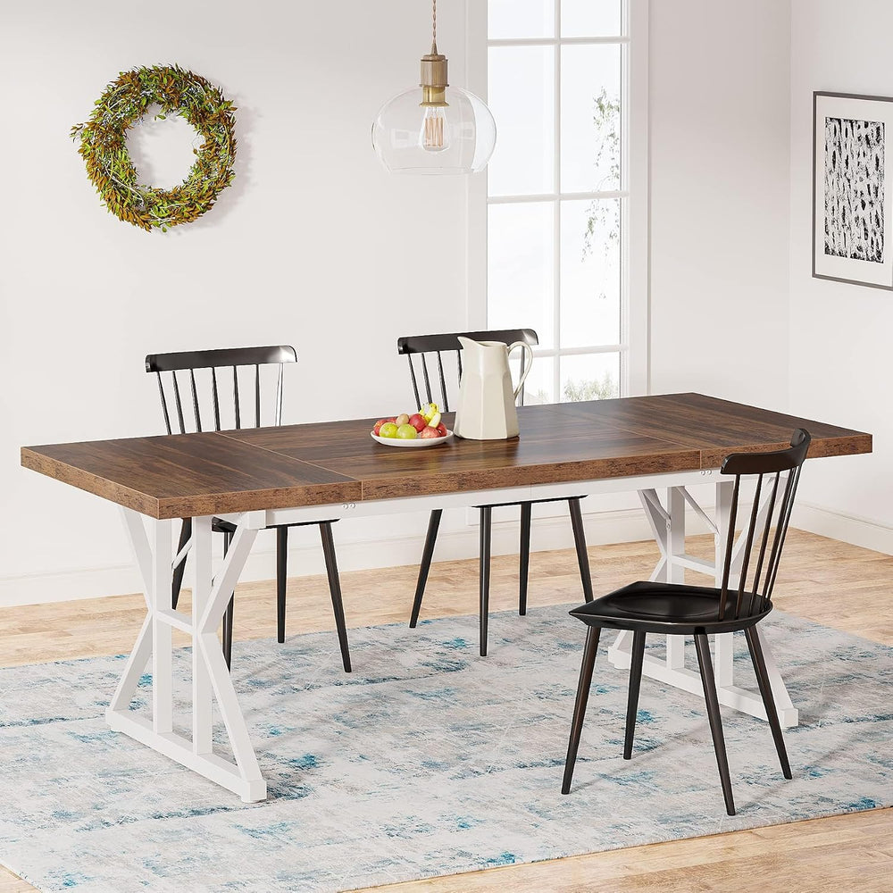 Tribesigns Farmhouse Dining Table for 6 People, 70.8-Inch Rectangular Wood Di...