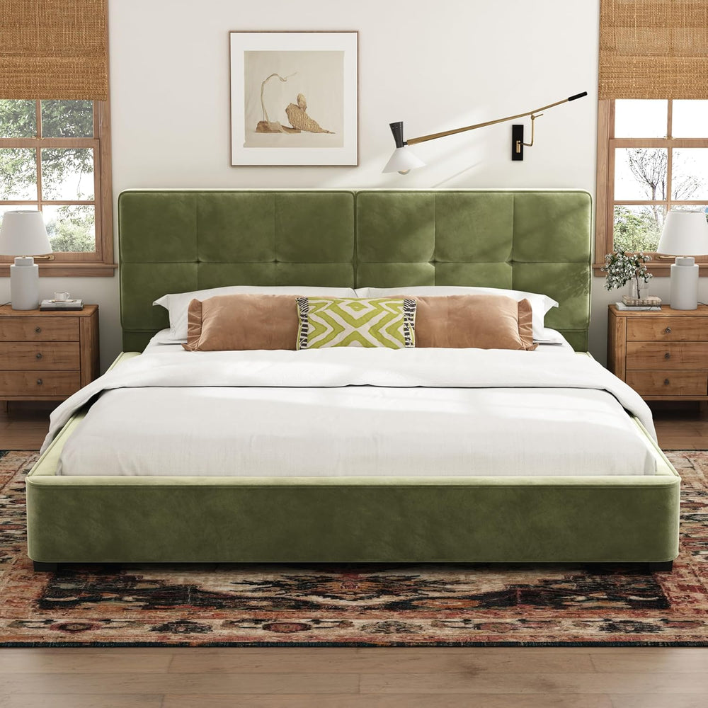 Christopher Knight Home Cordo King Size Bed, Velvet Upholstered Platform Bed,...