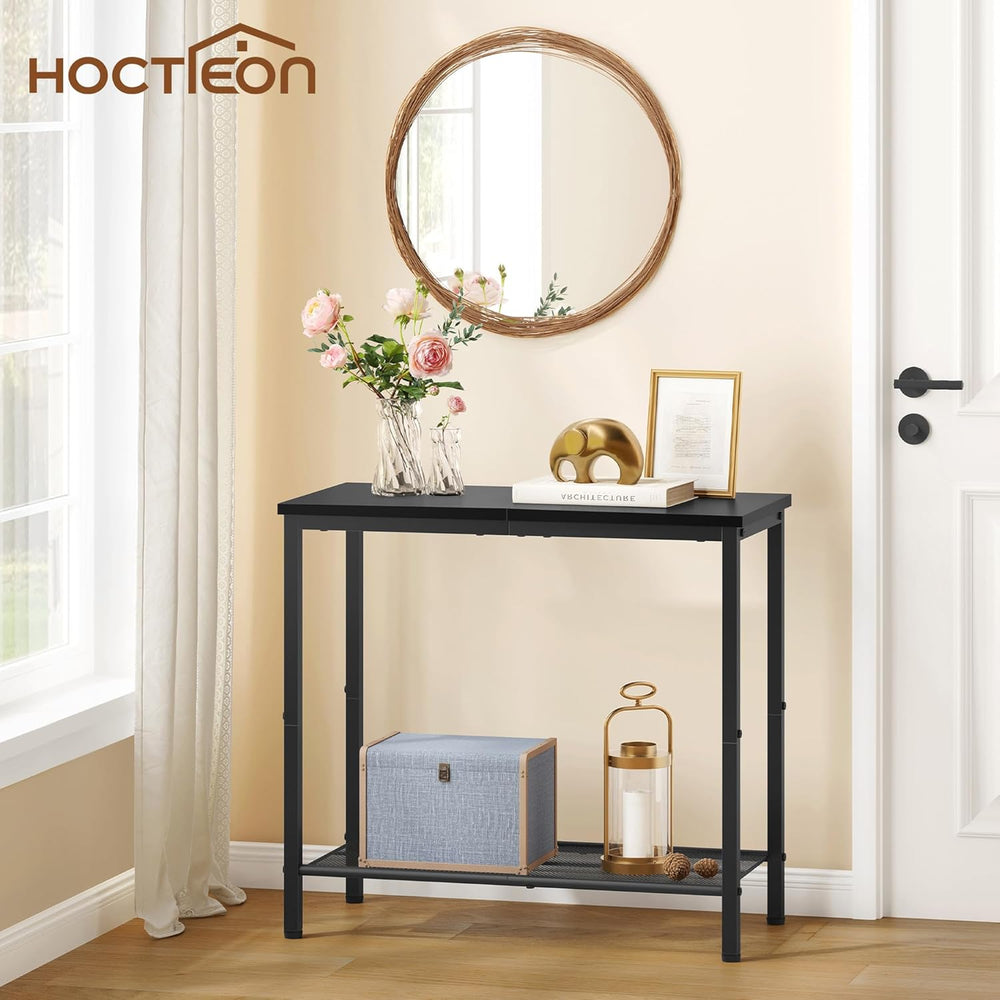 Hoctieon 2 Tier End Table, Sofa Side Table, Narrow Side Shelf with Storage, S...