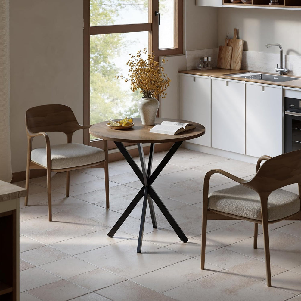 Unovivy 31.5" Small Round Dining Table for 2-4, Space Saving Circle Kitc...