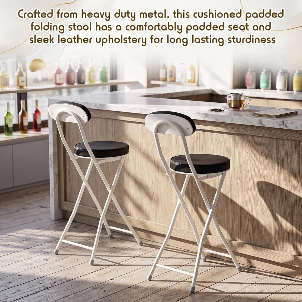 Xuhal 2 Pack Folding Bar Stools with Back 23.6'' Tall Foldable Stool ...