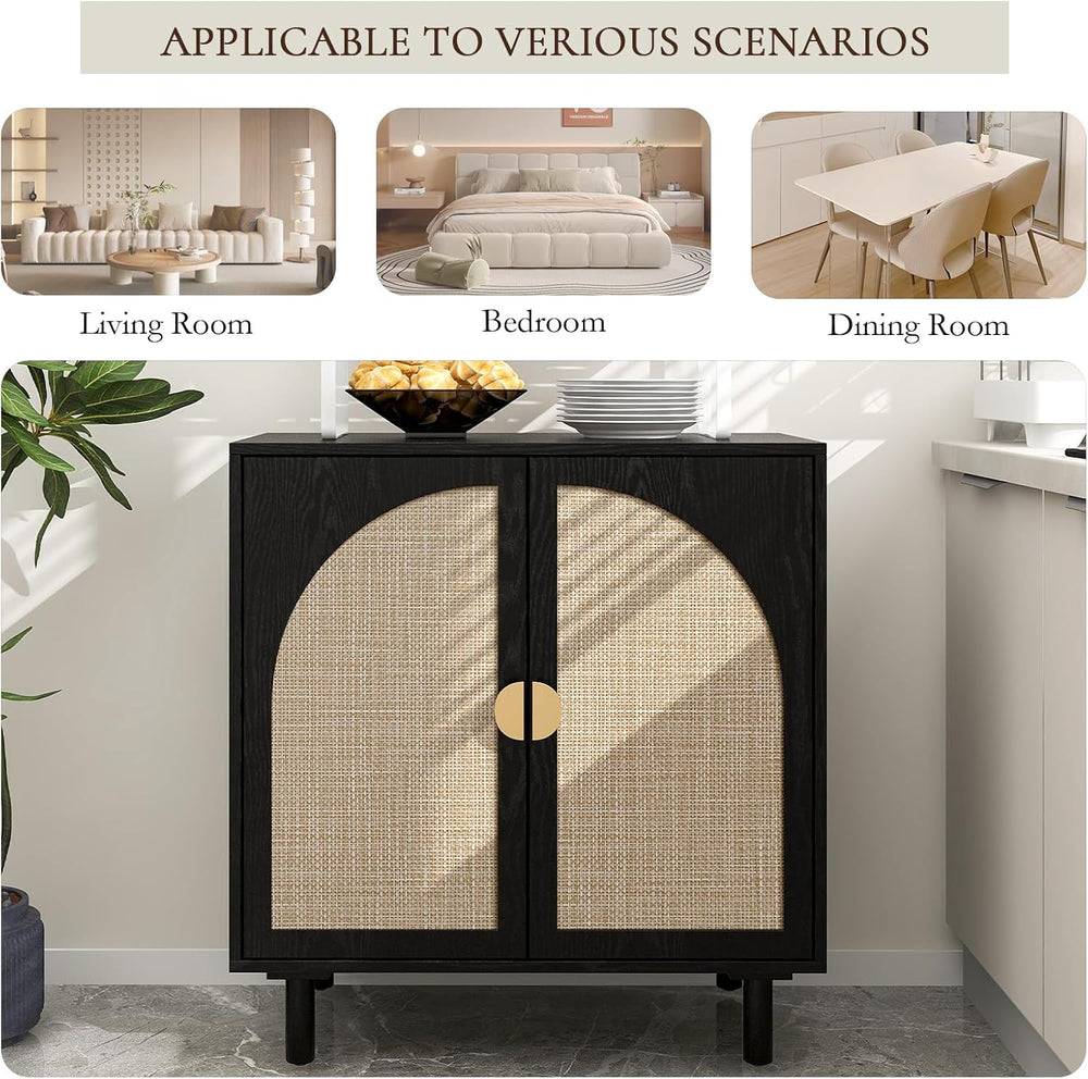 2 Doors Rattan Sideboard Cabinetโ 31.5โL for Entryway/Living Room/Dining Cons...