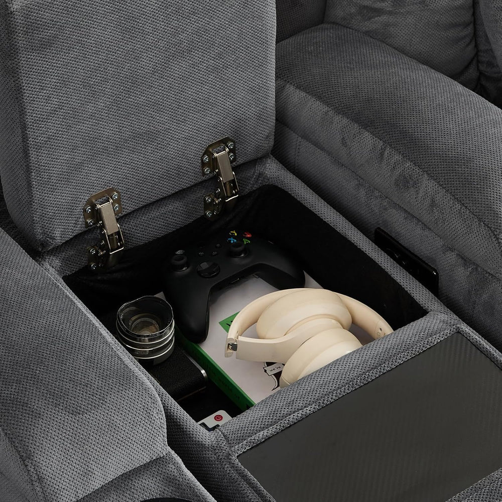 Center Console for Recliner, Fuctional Sofa Side Table with Storage Drawers, ...