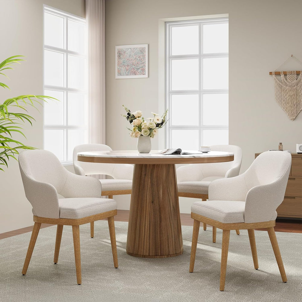 MALOL Wooden Dining Chairs Set of 4, Modern Fabric Upholstered Dining Room Ch...