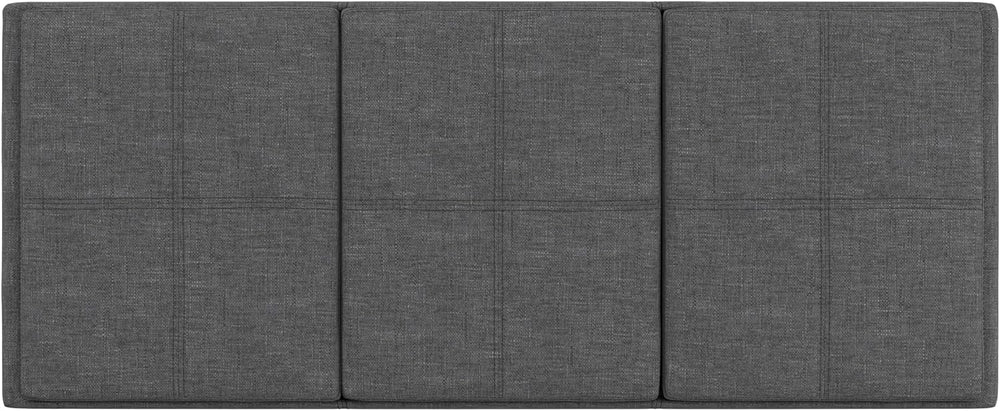 SIMPLIHOME Avalon 42" Wide Linen Look Fabric Storage Ottoman in Slate Grey