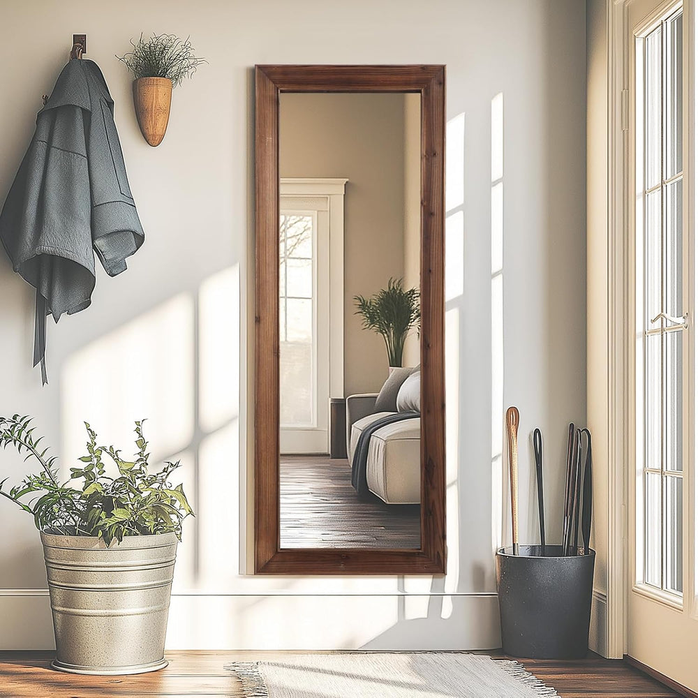 MirrMuse Rustic Floor Full Length Mirror Wood Frame, 56"x21" Brown ...