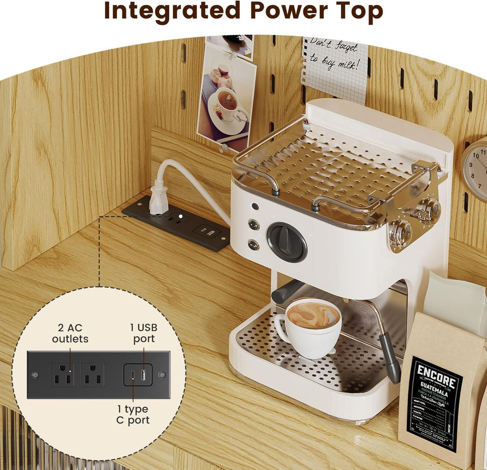 FUXA Modern Farmhouse Kitchen Pantry Cabinet with Charging Station, 71" ...
