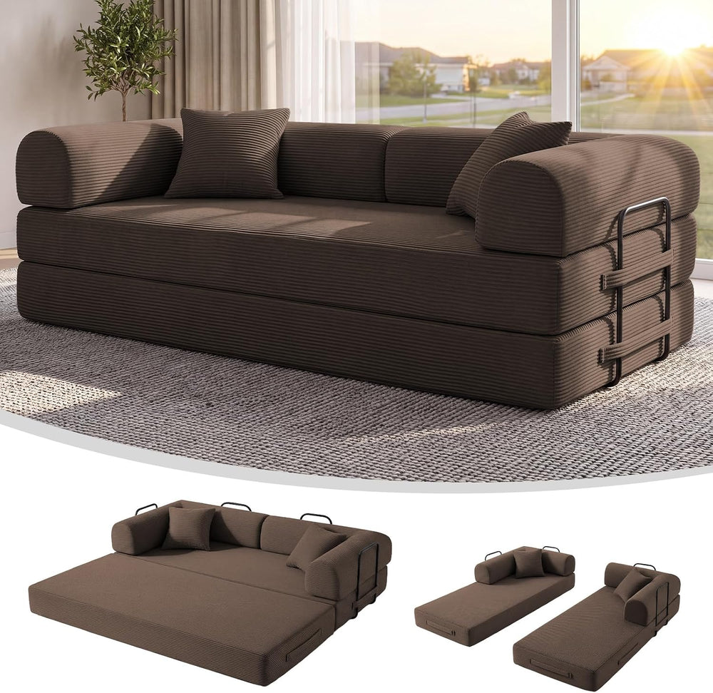 79" Convertible Futon Sofa Bed,6-in-1 Couches for Living Room | Corduroy...