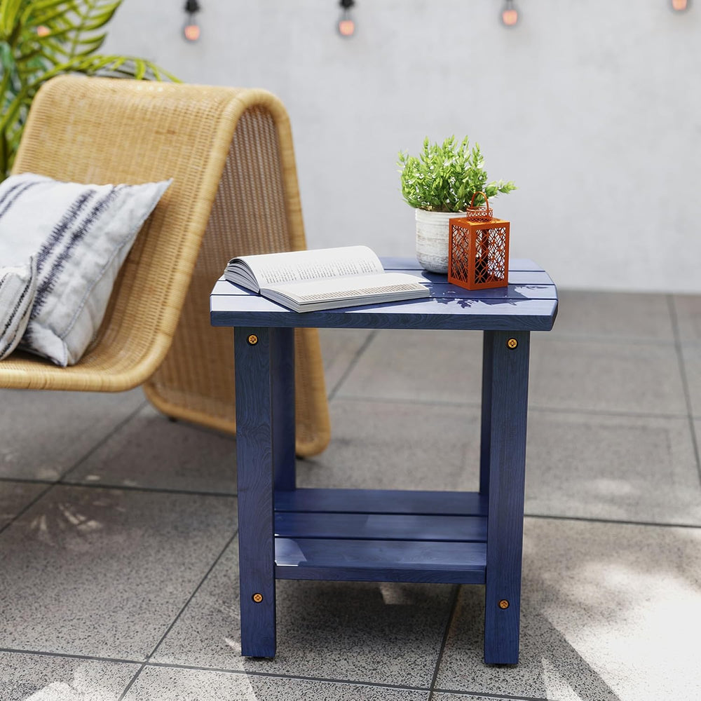 2-Tier Adirondack Side Table 17" with Double Shelf, Easy Assembly Solid ...