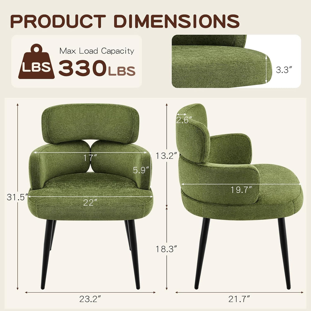 Accent Dining Chair with Arms,Set of 2 Modern Upholstered Desk Chair with Sof...