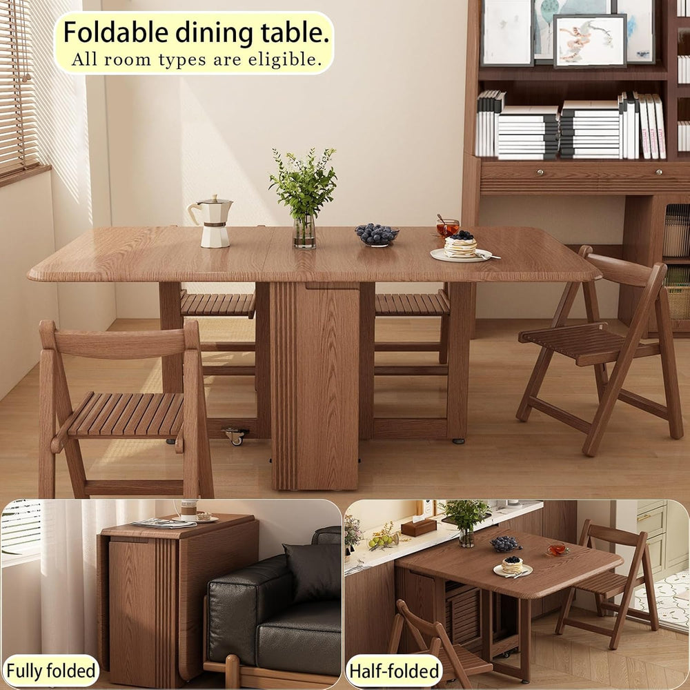Folding Dining Table with Storage,Foldable into a Small Dining Table with Dra...