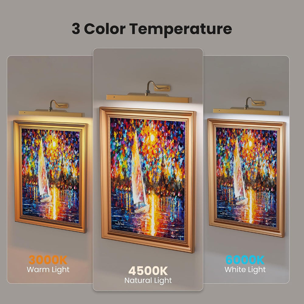 Wireless Picture Light Battery Operated, 16in Picture Light for Wal, 2Pack Re...