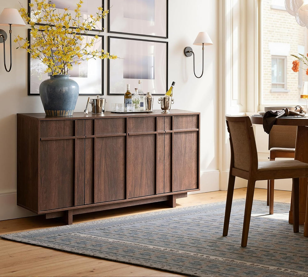 Sideboard Buffet Cabinet with Storage, Mid Century Modern Accent Cabinet with...