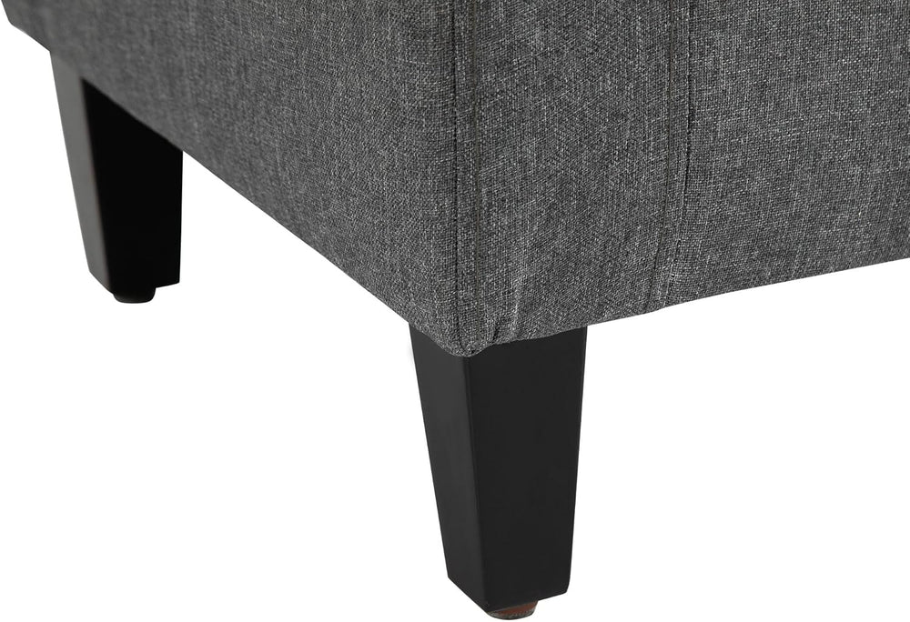 Gray Storage Ottoman with Linen Cover