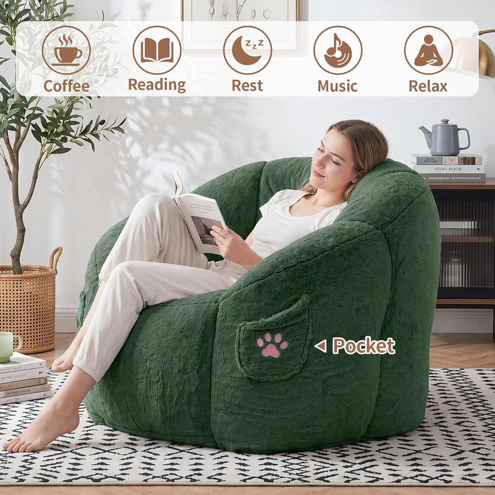 Vipbear Cat Paw Bean Bag Chair, Oversized Air-Cushion Sofa Chair Green | 39&q...