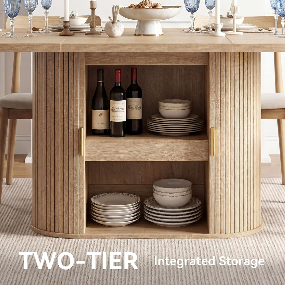 DWVO 70.9" Oval Dining Table for 6-8, Modern T-Shaped Kitchen Table with...