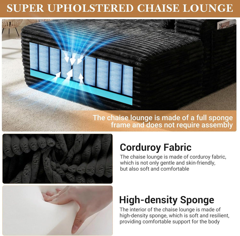 Oversized Floor Chair, Chaise Lounge Chair Indoor, Black | Upholstered Sofa B...